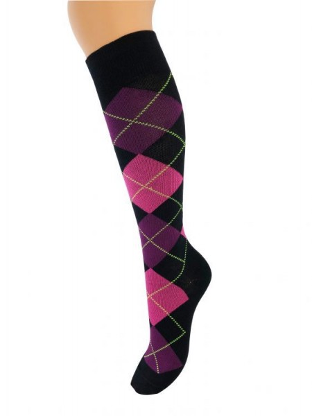 Stütz- und Reisestrumpf Argyle Pink
